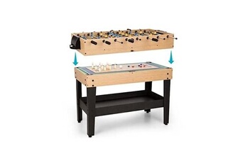Table multijeux - babyfoot - 15 jeux différents avec description - plateau de rangement - 4 terrains de jeu - table en mdf Bon état - 230,99 € Table multijeux - babyfoot - 15 jeux différents avec description - plateau de rangement - 4 terrains de jeu - table en mdf Bon état OneConcept reconditionné disponible sur Darty