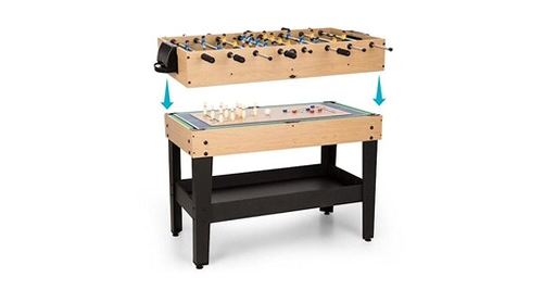 Table multijeux - babyfoot - 15 jeux différents avec description - plateau de rangement - 4 terrains de jeu - table en mdf État correct OneConcept reconditionné disponible sur Fnac | Dero