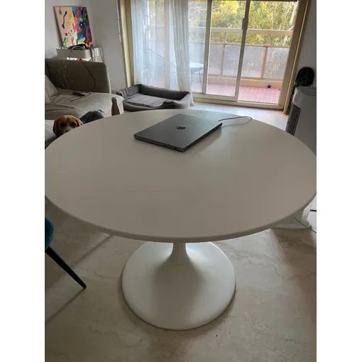 TABLE RONDE BLANCHE NEUVE AVEC UN PIED CENTRAL Bon état reconditionné disponible sur Rakuten