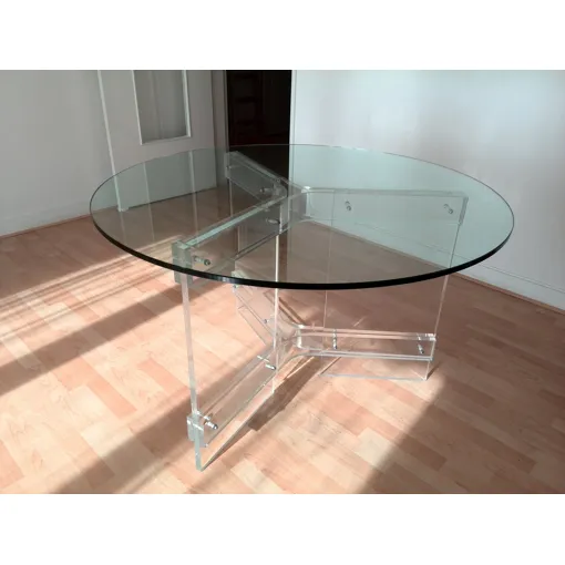 Table ronde verre et plexiglass Bon état reconditionné disponible sur Rakuten