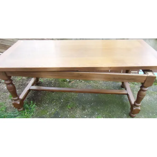 table salle à manger en bois massif plateau examotable 1,90x0,82x0,75  m pour 10 à 12 personnes Bon état reconditionné disponible sur Rakuten