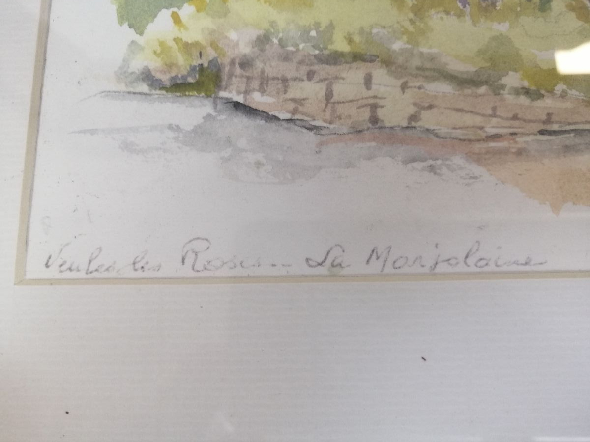 Voir photo 3 de Tableau aquarelle de Michèle Lebas alias Miky - La Marjolaine - Veules les Roses. Tableau aquarelle de Michèle Lebas alias Miky - La Marjolaine - Veules les Roses. Bon état reconditionné photo 3