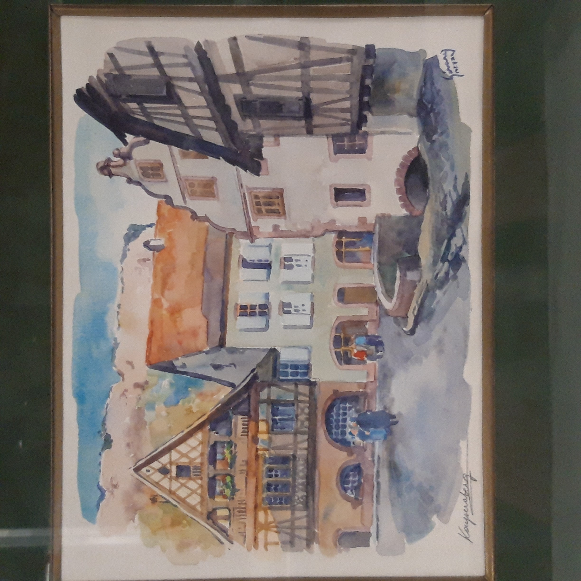 Voir photo 2 de Tableau aquarelle "Kaysersberg" signé Giroud Meyer 45.5 x 38 cm Tableau aquarelle "Kaysersberg" signé Giroud Meyer 45.5 x 38 cm Bon état reconditionné photo 2