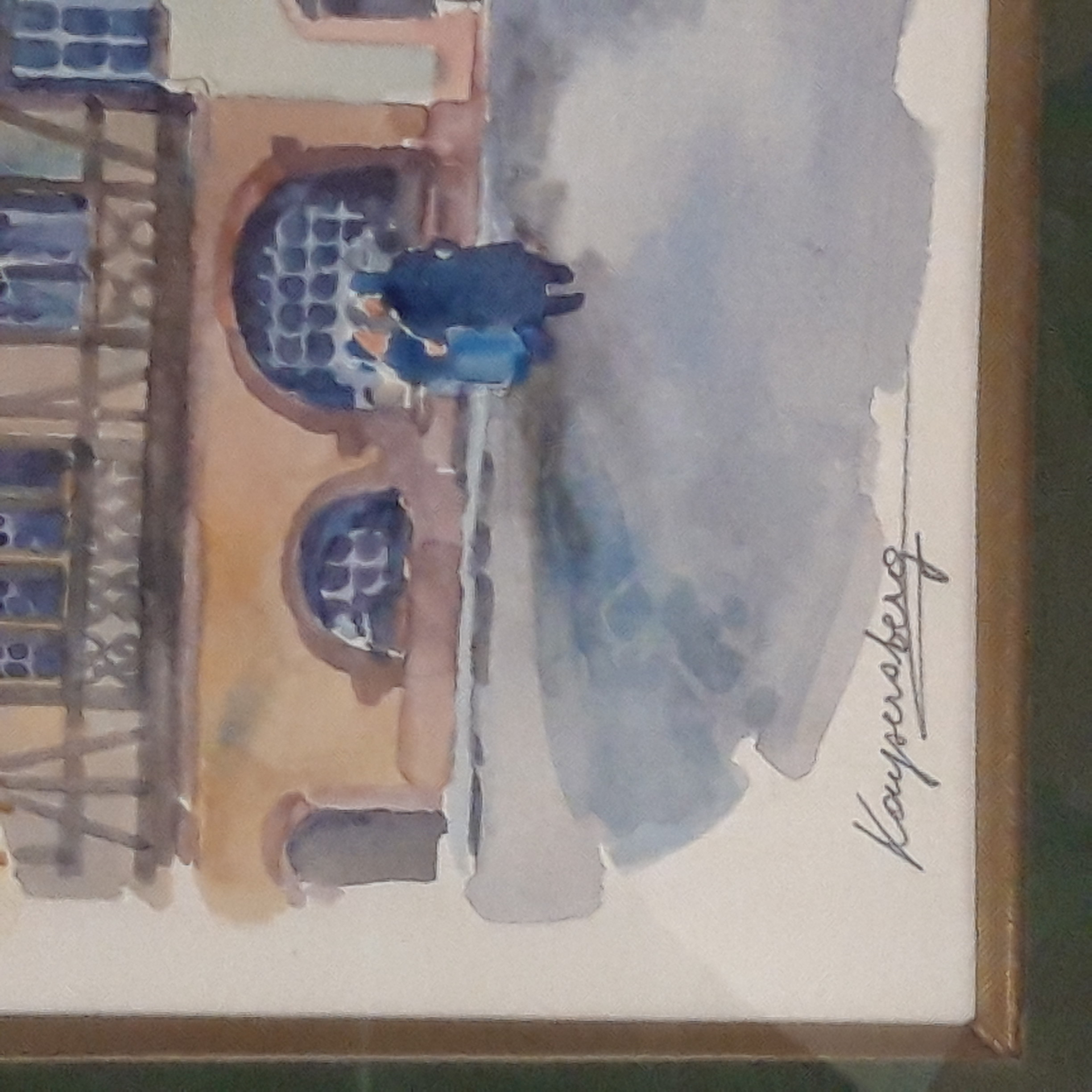 Voir photo 3 de Tableau aquarelle "Kaysersberg" signé Giroud Meyer 45.5 x 38 cm Tableau aquarelle "Kaysersberg" signé Giroud Meyer 45.5 x 38 cm Bon état reconditionné photo 3