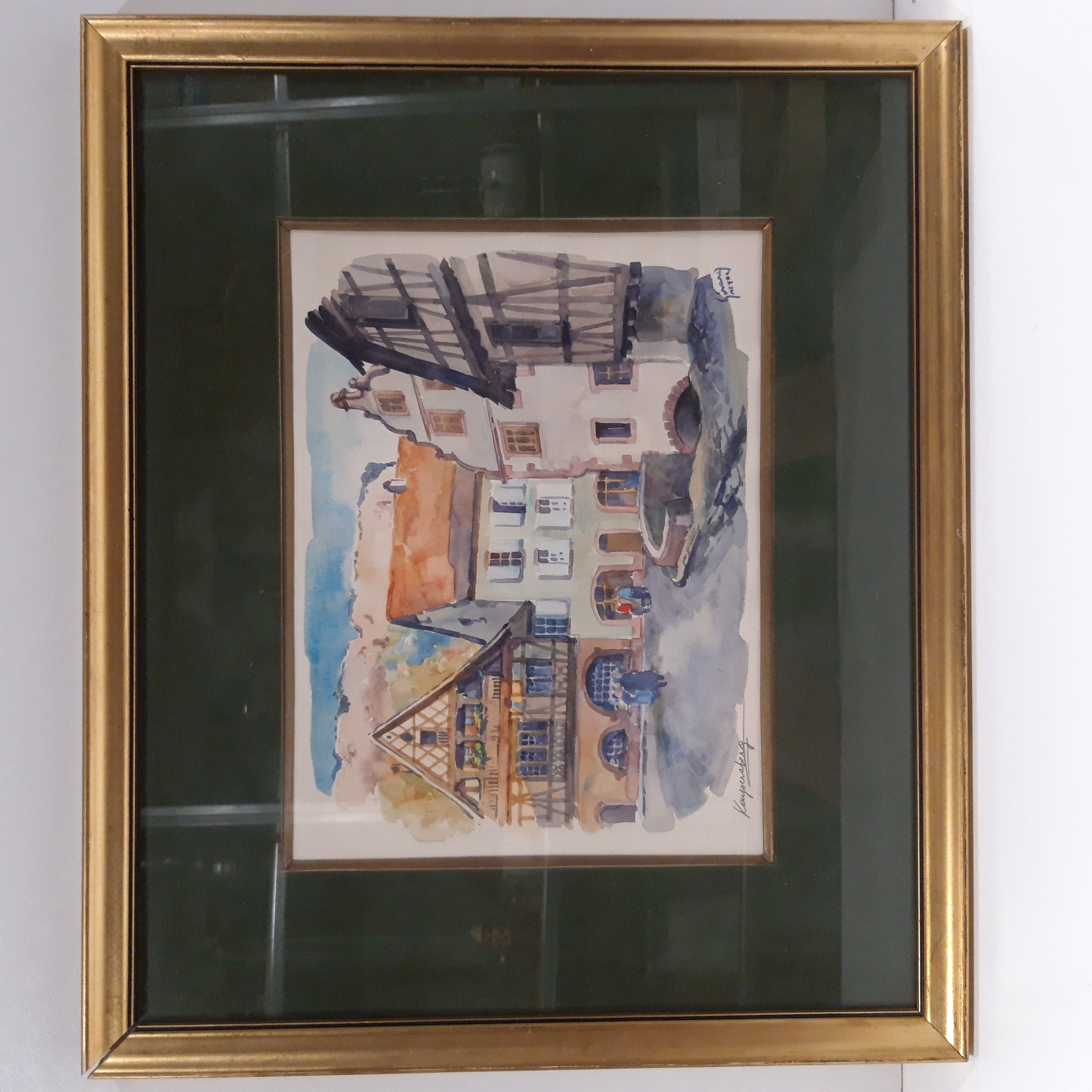 Tableau aquarelle "Kaysersberg" signé Giroud Meyer 45.5 x 38 cm Bon état - 30,00 € Tableau aquarelle "Kaysersberg" signé Giroud Meyer 45.5 x 38 cm Bon état reconditionné disponible sur Label Emmaüs