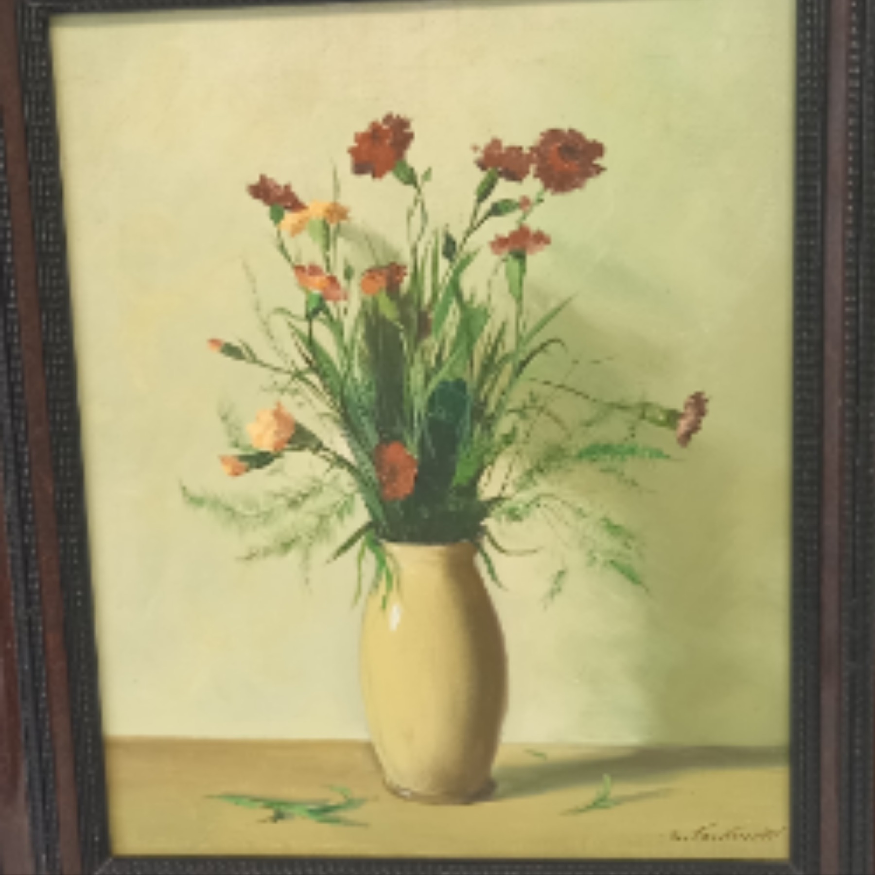 Voir photo 3 de Tableau . Bouquet de fleur signé S. TOUTOUNOV. Huile sur toile. Tableau . Bouquet de fleur signé S. TOUTOUNOV. Huile sur toile. Bon état reconditionné photo 3