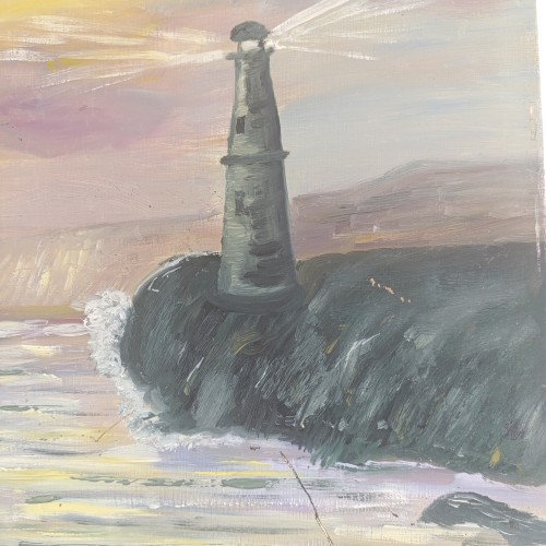 Voir photo 2 de Tableau en peinture avec motifs de la mer signé Gillet D Tableau en peinture avec motifs de la mer signé Gillet D État correct reconditionné photo 2