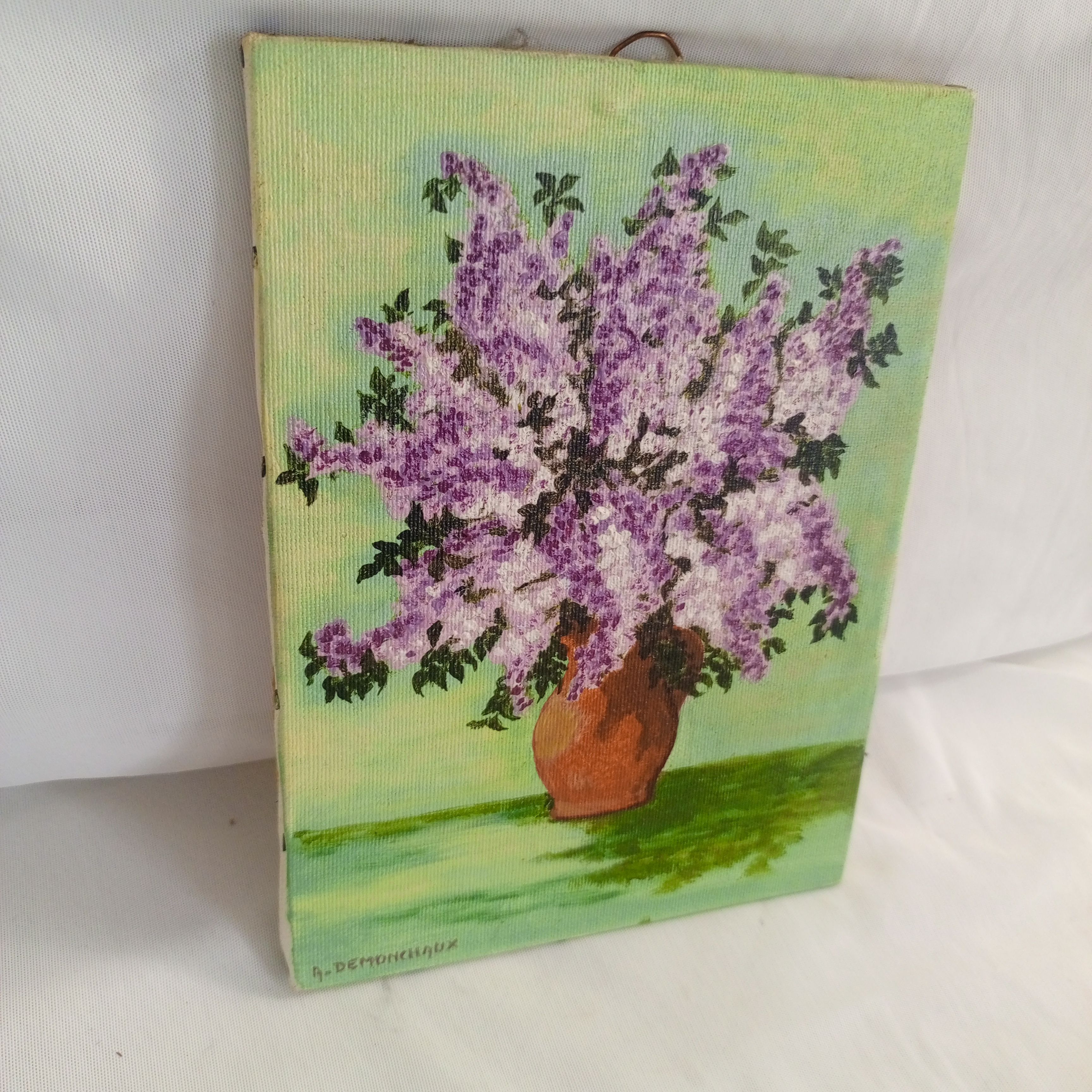 Voir photo 4 de Tableau ET BOUQUET DE LILAS Stalles, Huile sur toile Tableau ET BOUQUET DE LILAS Stalles, Huile sur toile reconditionné photo 4
