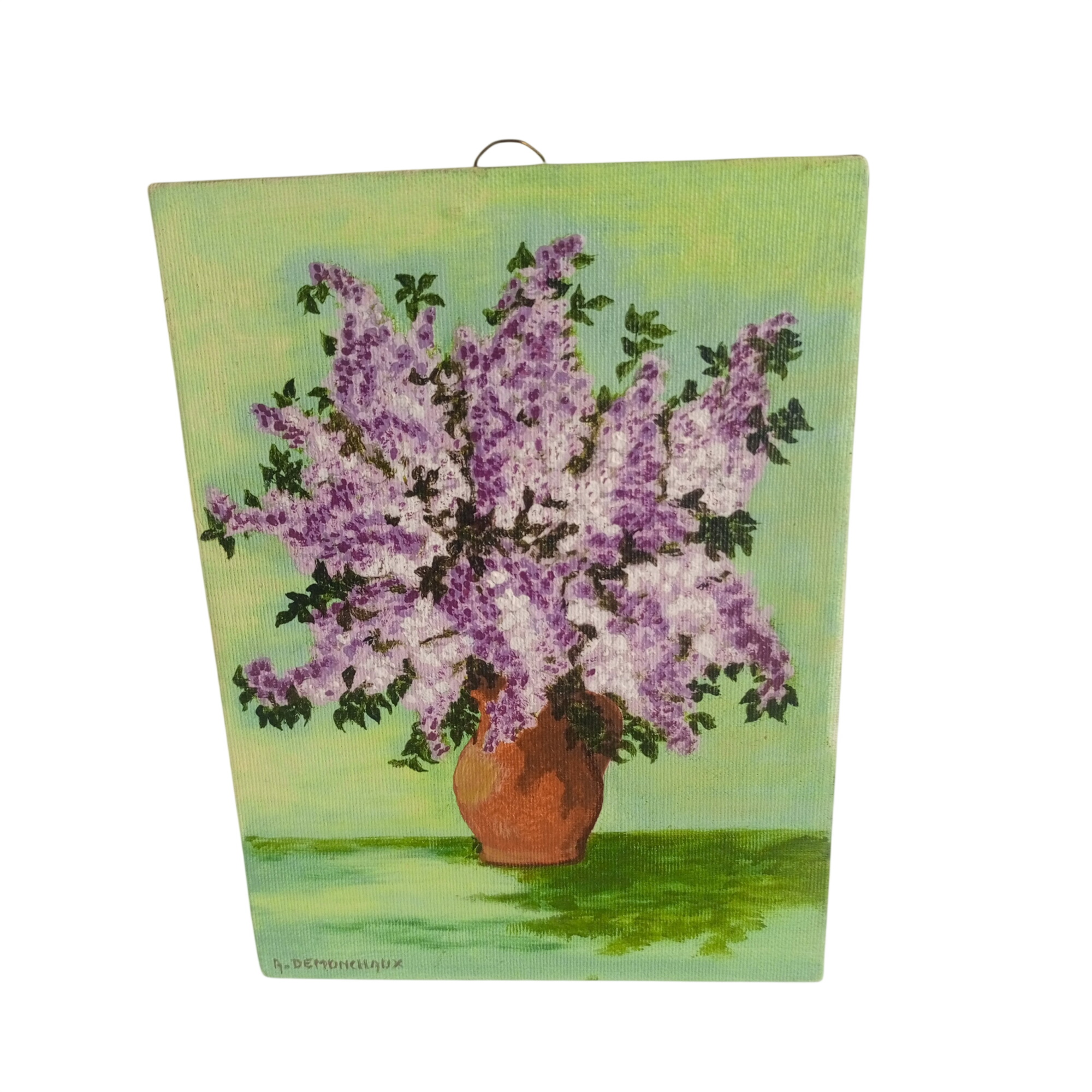 Tableau ET BOUQUET DE LILAS Stalles, Huile sur toile - 22,00 € Tableau ET BOUQUET DE LILAS Stalles, Huile sur toile reconditionné disponible sur Label Emmaüs