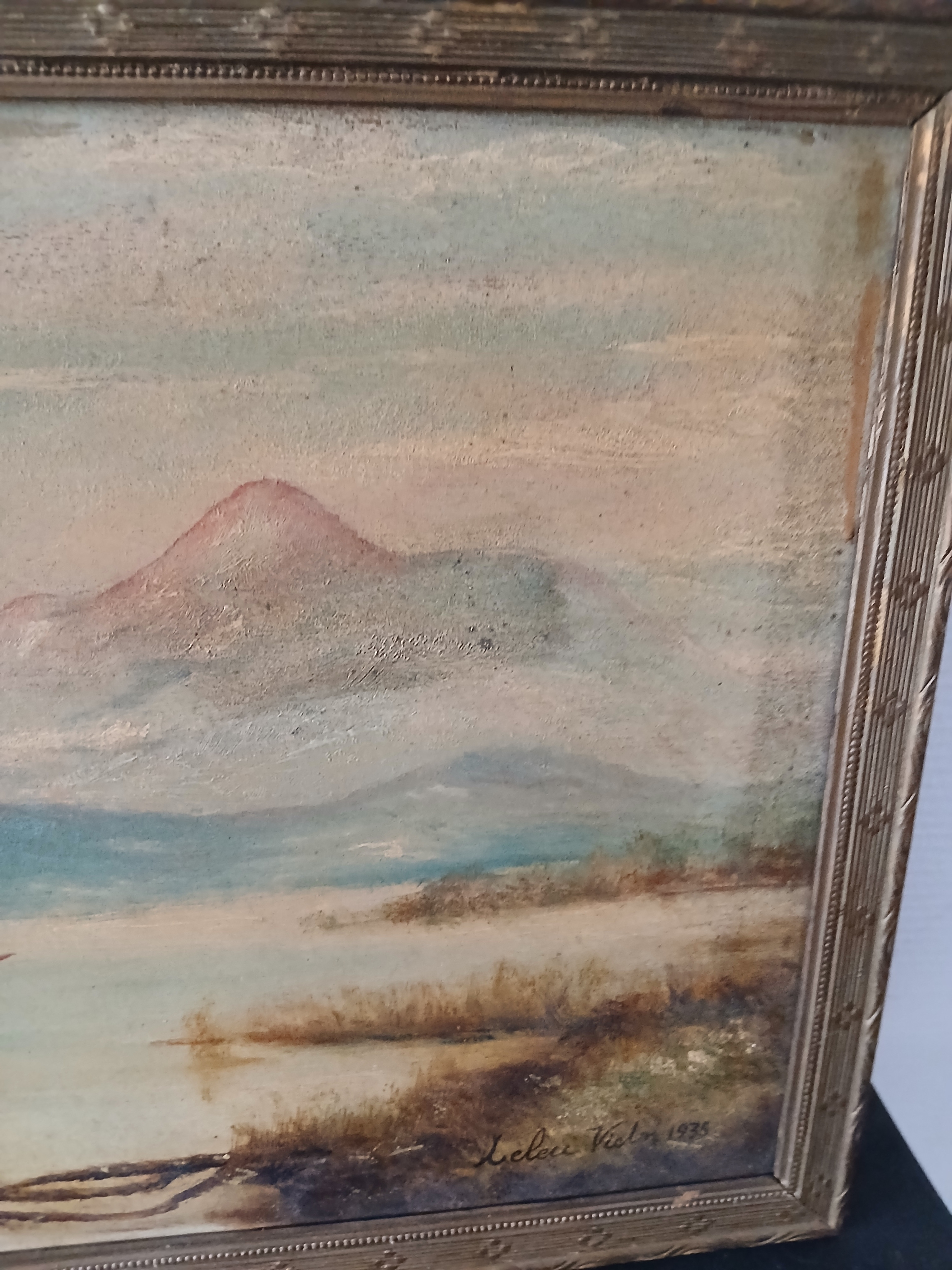 Voir photo 4 de Tableau huile sur panneau de contreplaqué d'un paysage signé LELEU Victor 1935 Tableau huile sur panneau de contreplaqué d'un paysage signé LELEU Victor 1935 Bon état reconditionné photo 4