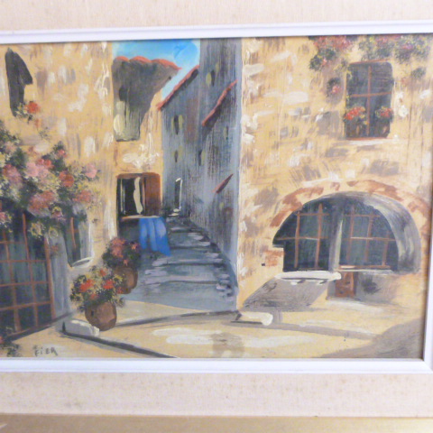 Voir photo 2 de Tableau huile sur panneau scène de rue en Provence signé FIER . Tableau huile sur panneau scène de rue en Provence signé FIER . Bon état reconditionné photo 2