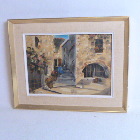 Voir photo 3 de Tableau huile sur panneau scène de rue en Provence signé FIER . Tableau huile sur panneau scène de rue en Provence signé FIER . Bon état reconditionné photo 3