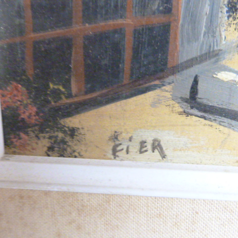 Voir photo 4 de Tableau huile sur panneau scène de rue en Provence signé FIER . Tableau huile sur panneau scène de rue en Provence signé FIER . Bon état reconditionné photo 4