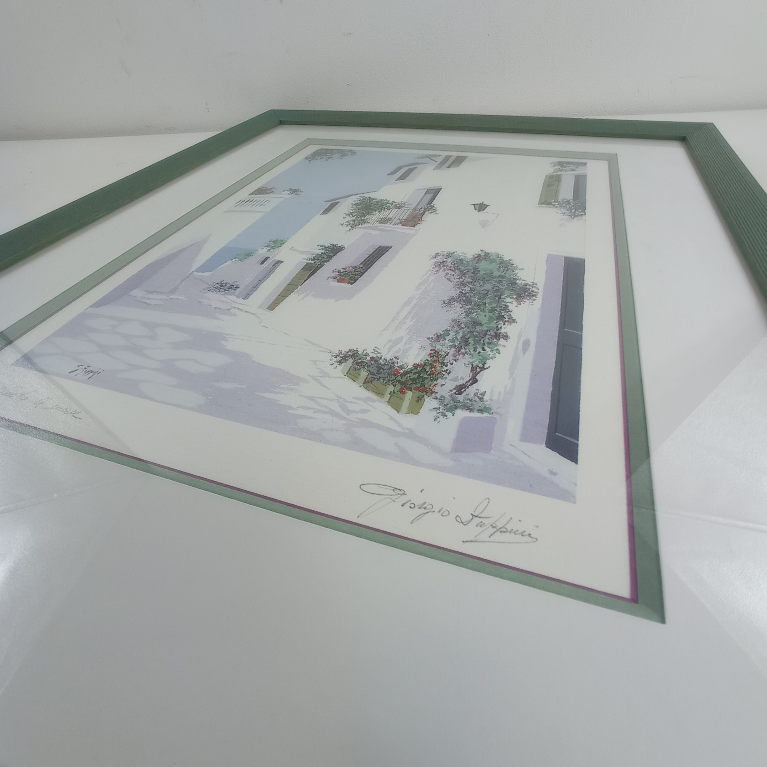 Voir photo 3 de Tableau lithographie village méditerranéen signé Giorgio Zuppini Tableau lithographie village méditerranéen signé Giorgio Zuppini Très bon état reconditionné photo 3