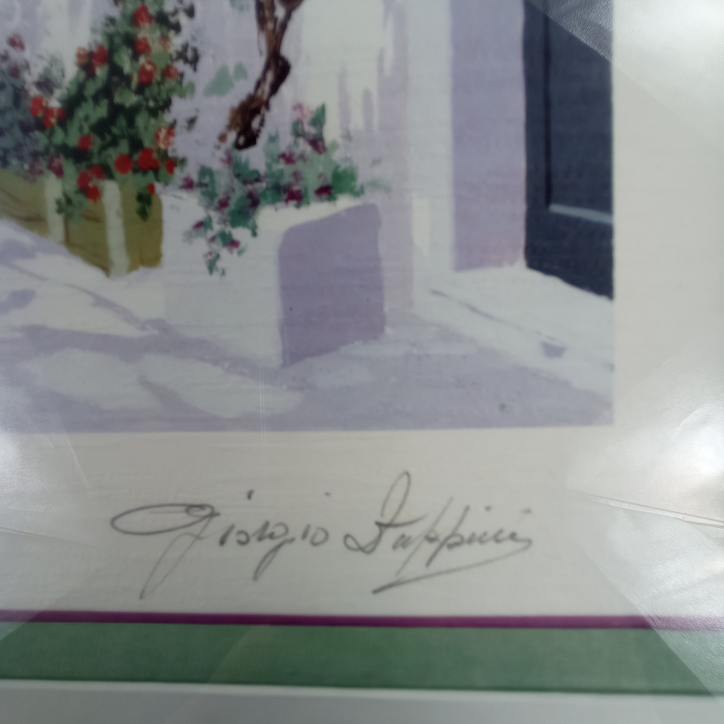 Voir photo 5 de Tableau lithographie village méditerranéen signé Giorgio Zuppini Tableau lithographie village méditerranéen signé Giorgio Zuppini Très bon état reconditionné photo 5