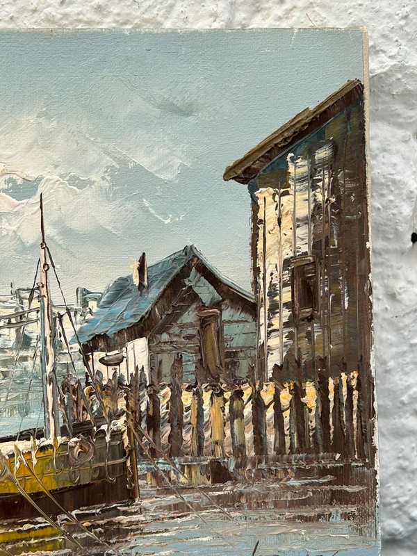 Voir photo 10 de Tableau marine huile sur toile W.Jones port bateaux côtier vintage signé Tableau marine huile sur toile W.Jones port bateaux côtier vintage signé Très bon état reconditionné photo 10