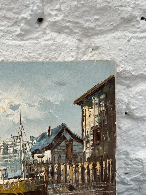 Voir photo 14 de Tableau marine huile sur toile W.Jones port bateaux côtier vintage signé Tableau marine huile sur toile W.Jones port bateaux côtier vintage signé Très bon état reconditionné photo 14