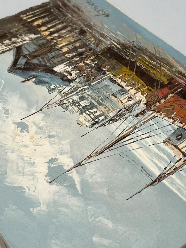 Voir photo 6 de Tableau marine huile sur toile W.Jones port bateaux côtier vintage signé Tableau marine huile sur toile W.Jones port bateaux côtier vintage signé Très bon état reconditionné photo 6