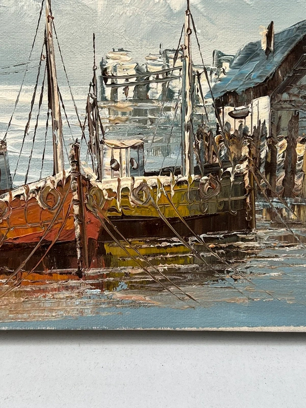 Voir photo 9 de Tableau marine huile sur toile W.Jones port bateaux côtier vintage signé Tableau marine huile sur toile W.Jones port bateaux côtier vintage signé Très bon état reconditionné photo 9