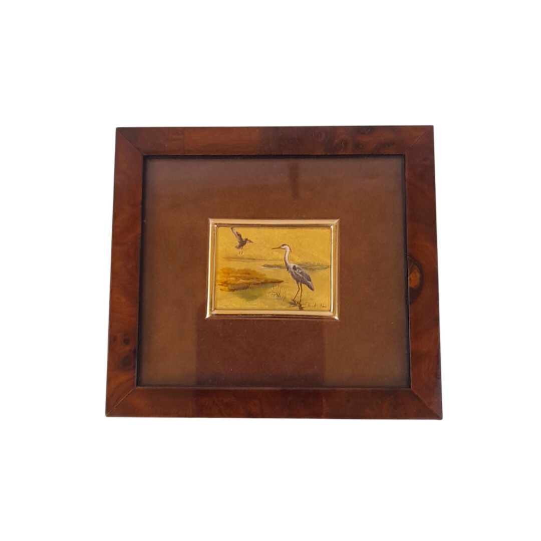 Tableau Miniature Vintage sur Feuille d'Or 23kt - Hérons au Bord de l'Eau - Made in France Très bon état - 28,00 € Tableau Miniature Vintage sur Feuille d'Or 23kt - Hérons au Bord de l'Eau - Made in France Très bon état reconditionné disponible sur Label Emmaüs