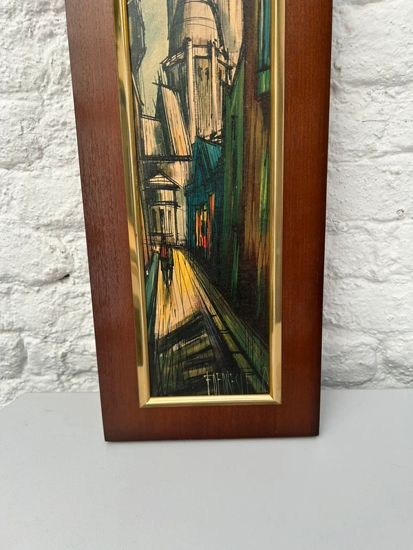 Voir photo 12 de Tableau mural vintage cathédrale ville expressionniste cadre bois doré étroit Tableau mural vintage cathédrale ville expressionniste cadre bois doré étroit Très bon état reconditionné photo 12