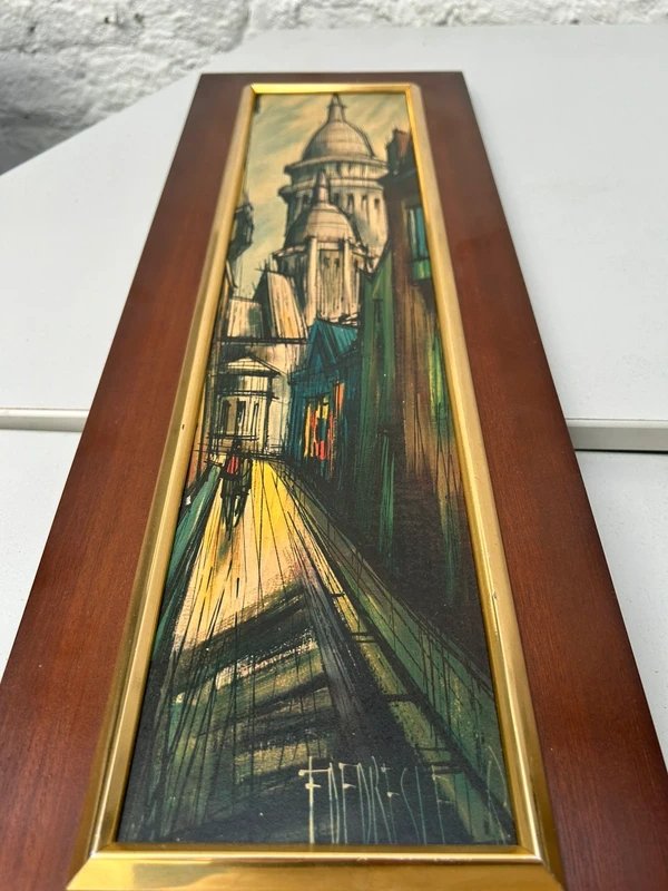 Voir photo 8 de Tableau mural vintage cathédrale ville expressionniste cadre bois doré étroit Tableau mural vintage cathédrale ville expressionniste cadre bois doré étroit Très bon état reconditionné photo 8