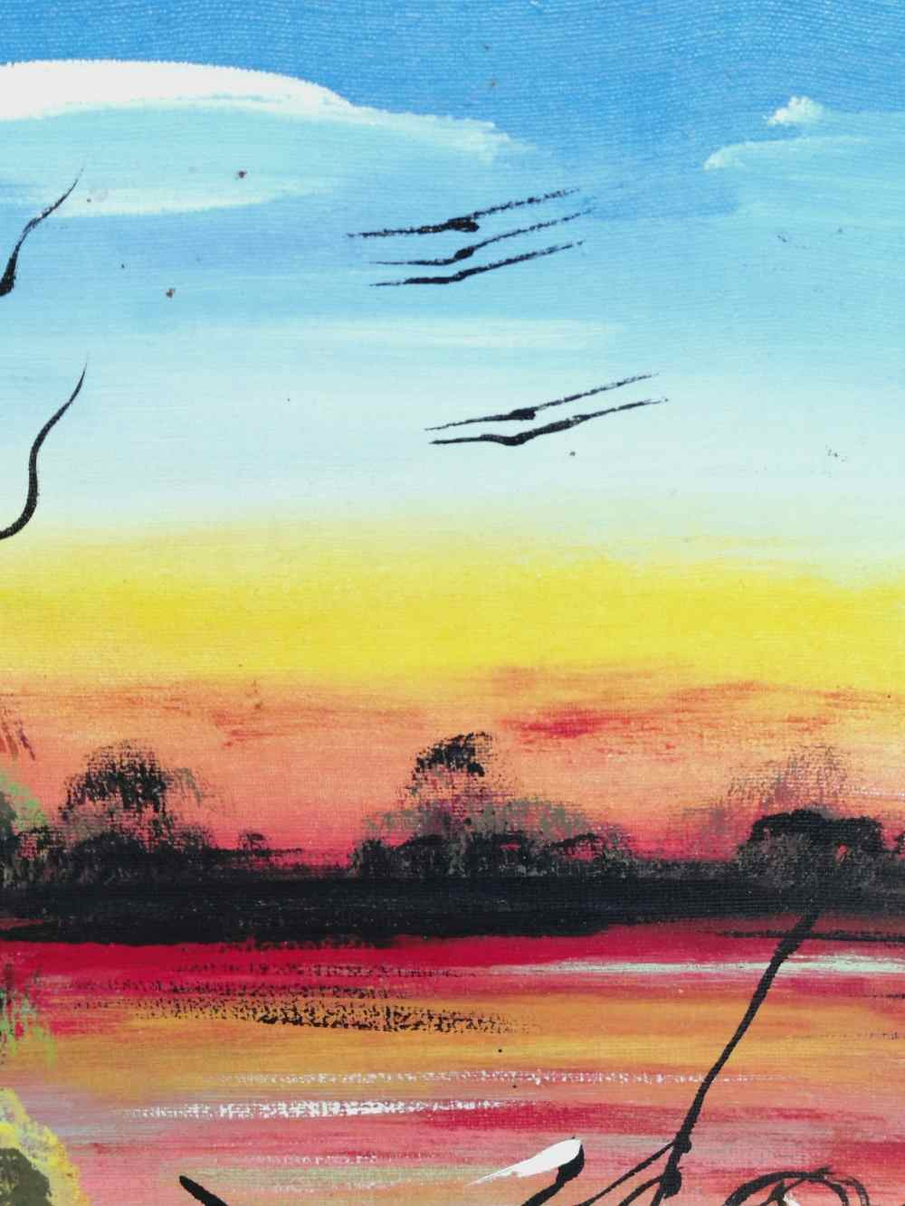 Voir photo 10 de Tableau original acrylique sur toile encadré , scène africaine, signé. Tableau original acrylique sur toile encadré , scène africaine, signé. Bon état reconditionné photo 10