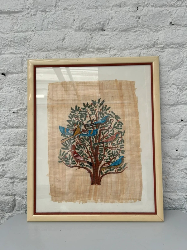 Voir photo 2 de Tableau papyrus égyptien encadré arbre de vie oiseaux vintage mural Tableau papyrus égyptien encadré arbre de vie oiseaux vintage mural Très bon état reconditionné photo 2