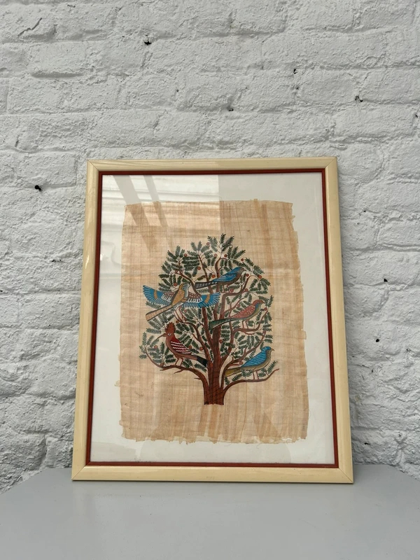 Voir photo 3 de Tableau papyrus égyptien encadré arbre de vie oiseaux vintage mural Tableau papyrus égyptien encadré arbre de vie oiseaux vintage mural Très bon état reconditionné photo 3
