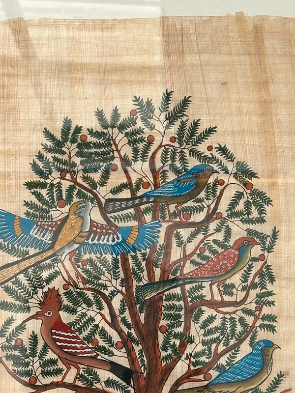 Voir photo 5 de Tableau papyrus égyptien encadré arbre de vie oiseaux vintage mural Tableau papyrus égyptien encadré arbre de vie oiseaux vintage mural Très bon état reconditionné photo 5