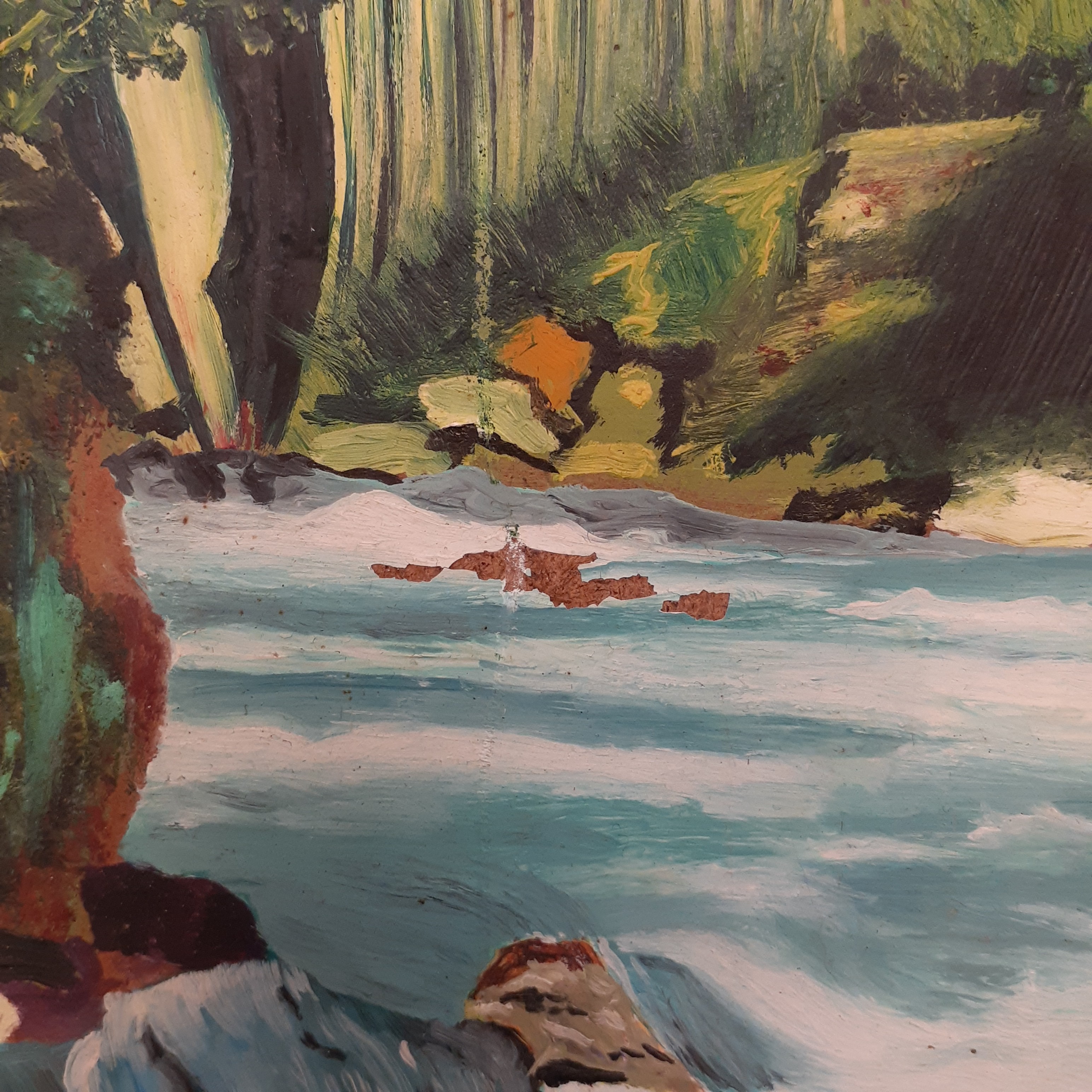 Voir photo 6 de Tableau - peinture paysage bord de rivière - BRUNET Tableau - peinture paysage bord de rivière - BRUNET Bon état reconditionné photo 6
