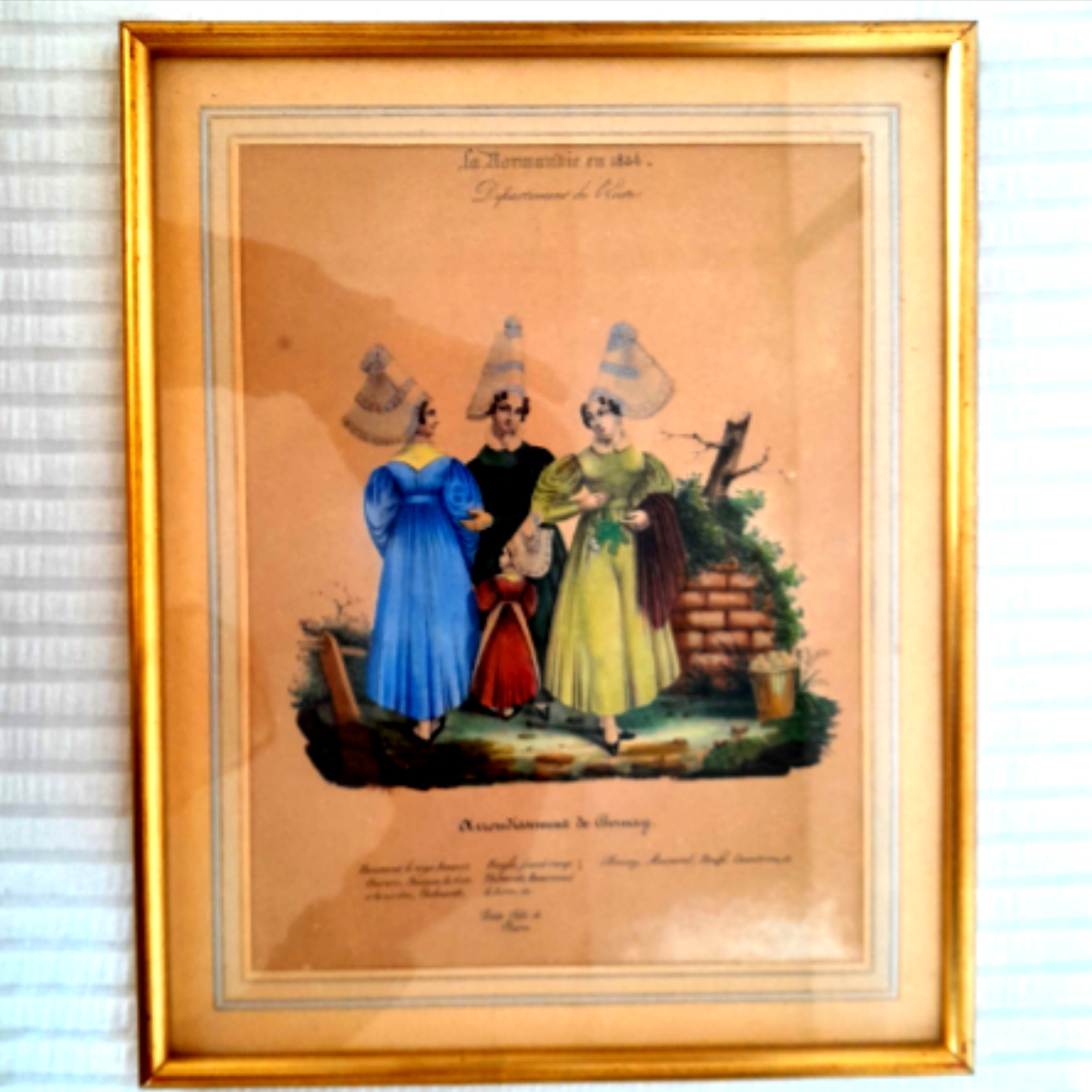 Voir photo 2 de Tableau reproduction lithographie " La Normandie en 1834" et ses costumes Tableau reproduction lithographie " La Normandie en 1834" et ses costumes Très bon état reconditionné photo 2