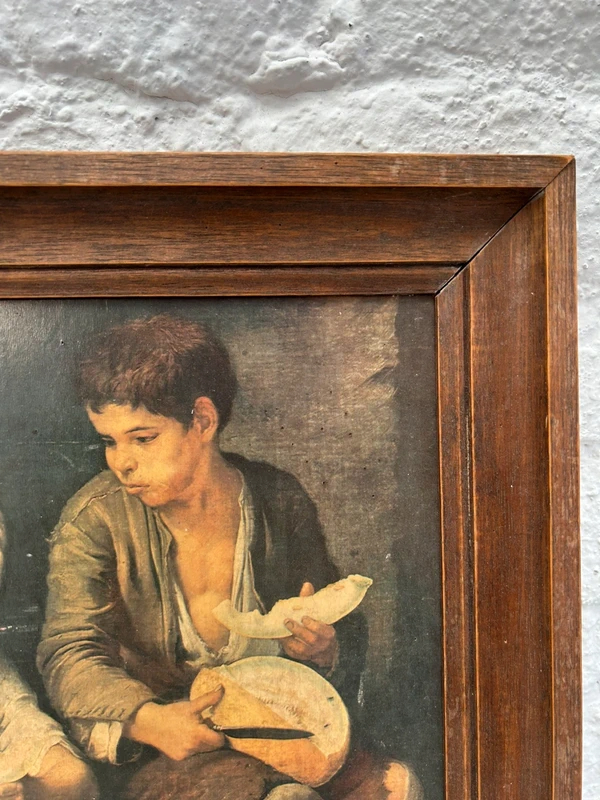Voir photo 11 de Tableau reproduction Murillo baroque scène d’enfants cadre bois vintage Tableau reproduction Murillo baroque scène d’enfants cadre bois vintage Bon état reconditionné photo 11