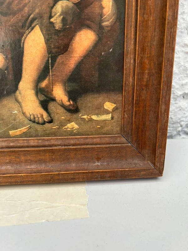 Voir photo 8 de Tableau reproduction Murillo baroque scène d’enfants cadre bois vintage Tableau reproduction Murillo baroque scène d’enfants cadre bois vintage Bon état reconditionné photo 8