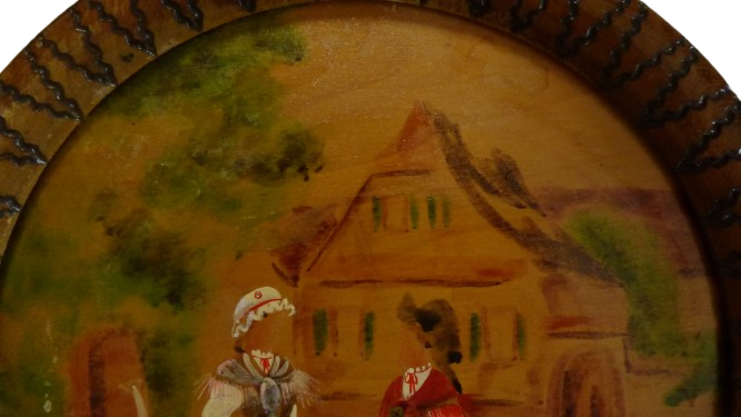 Voir photo 15 de Tableau rond signé "Souval" en bois peinte - mention "Sarrebourg" Tableau rond signé "Souval" en bois peinte - mention "Sarrebourg" reconditionné photo 15