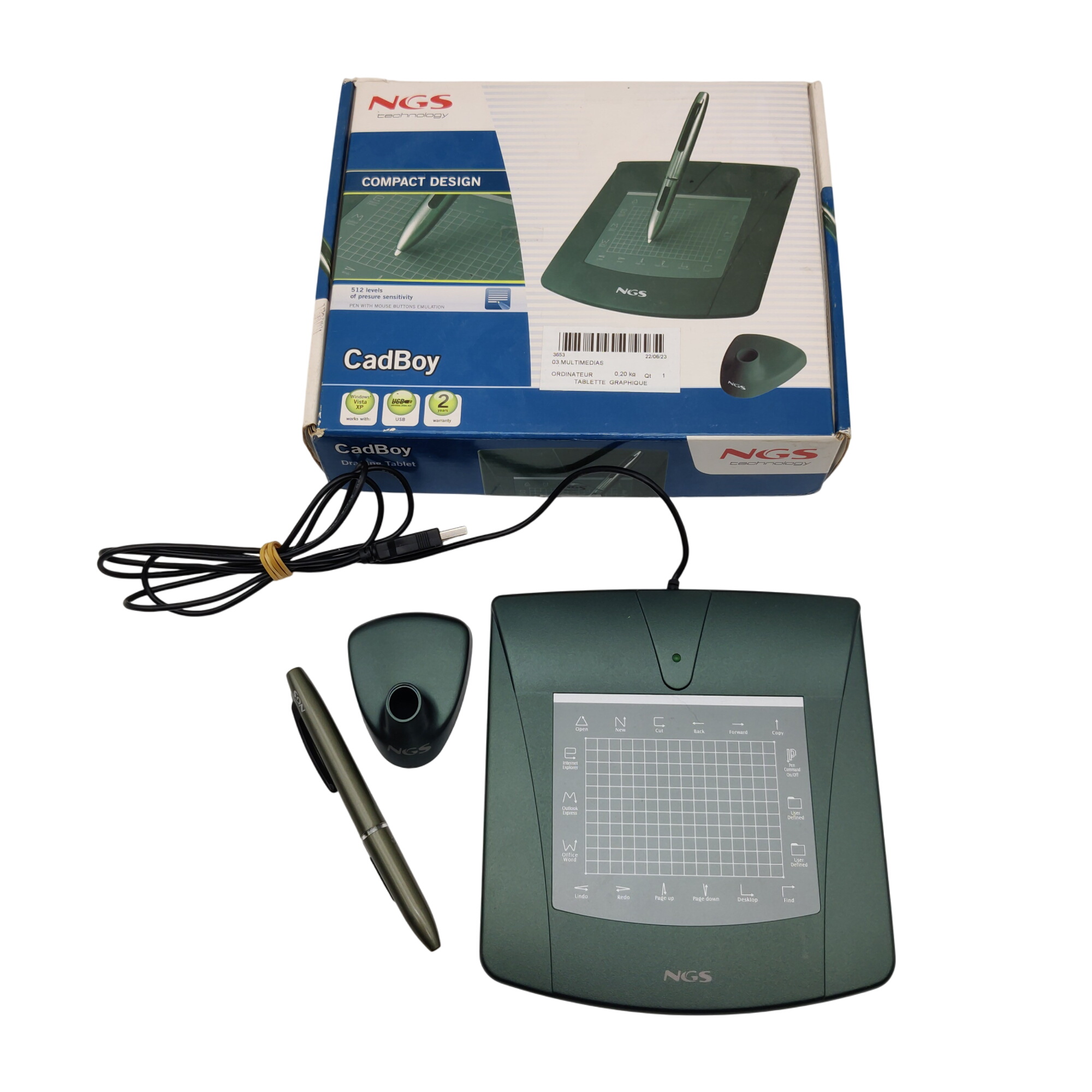 Tablette graphique - NGS CadBoy Bon état - 15,00 € Tablette graphique - NGS CadBoy Bon état reconditionné disponible sur Label Emmaüs