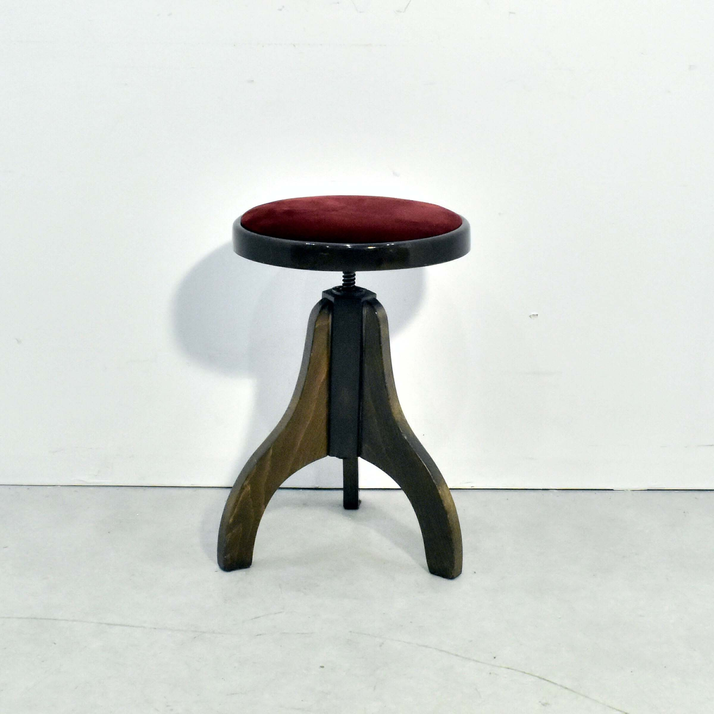 Voir photo 10 de Tabouret de Piano - Bois Laqué & Velours Rouge Tabouret de Piano - Bois Laqué & Velours Rouge Bon état reconditionné photo 10