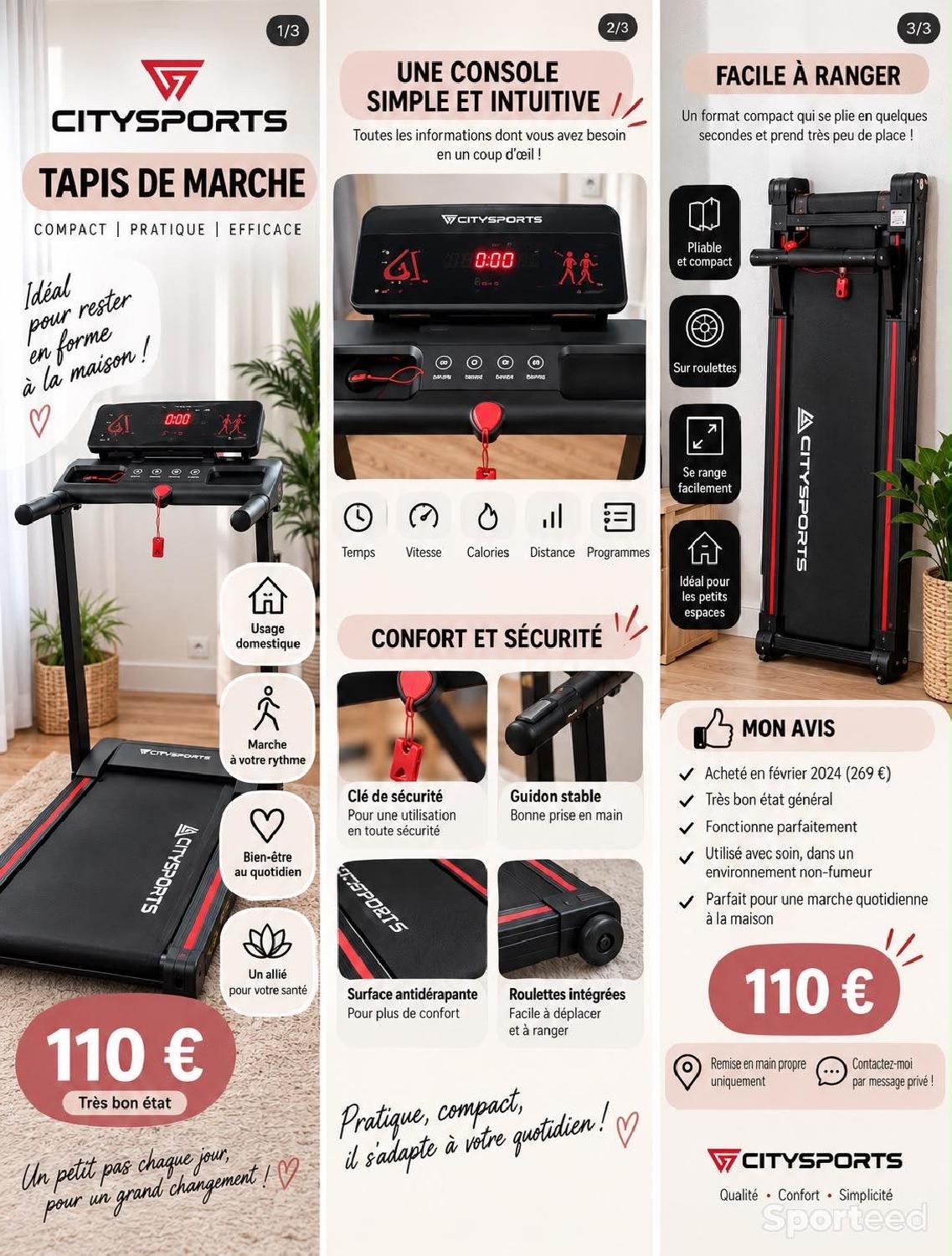 Tapis de course Très bon état - 110,00 € Tapis de course Très bon état reconditionné disponible sur Sporteed