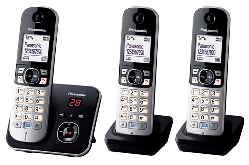 Téléphone Fixe sans fil Panasonic KX-TG6823 Dect Trio Noir État correct Panasonic reconditionné disponible sur Fnac