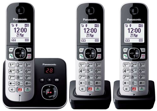 Téléphone fixe sans fil Trio Panasonic KX-TG6863 Noir et argent État correct Panasonic reconditionné disponible sur Fnac | Dero