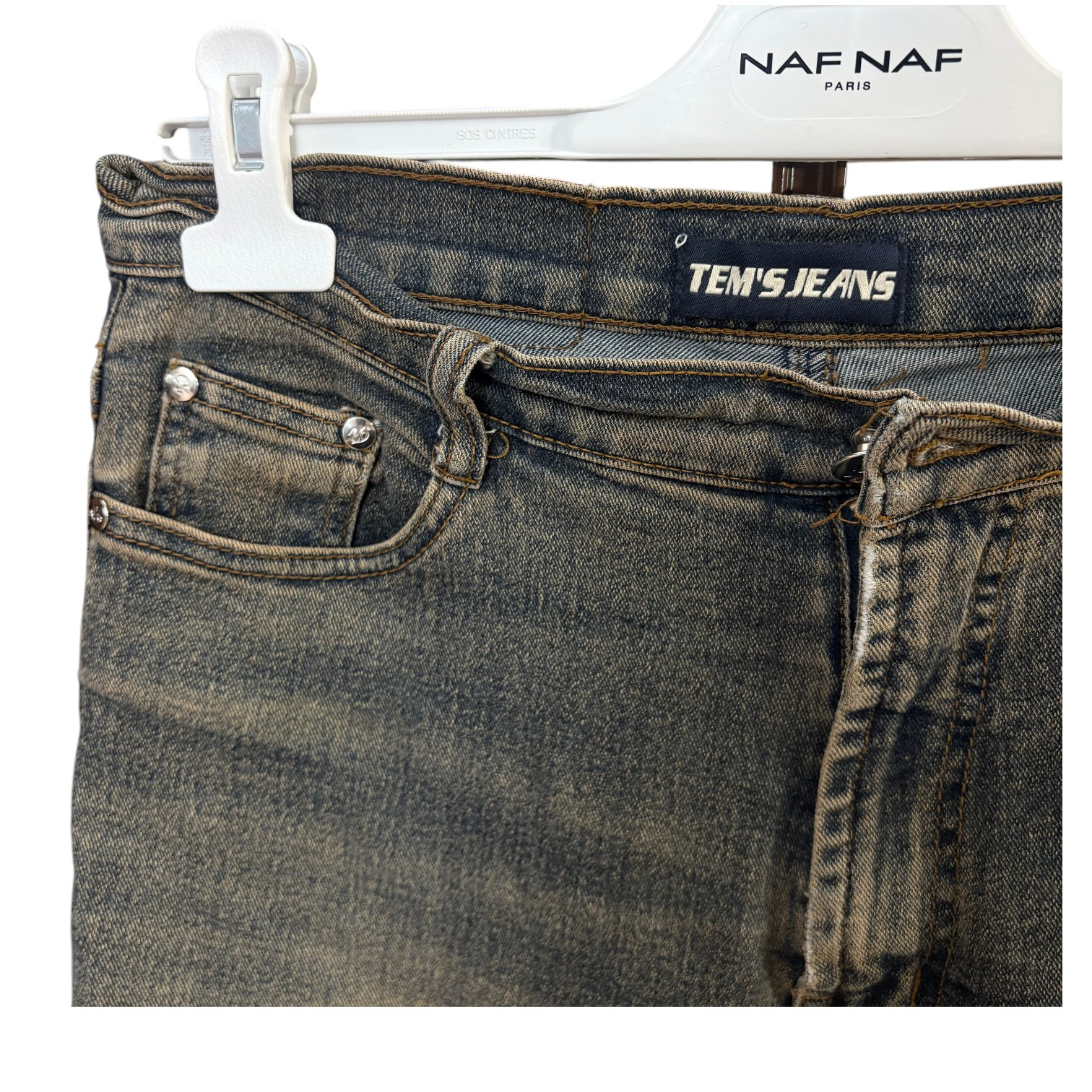 Voir photo 5 de Tem's jeans jean en denim délavé au style casual vintage T-36 Tem's jeans jean en denim délavé au style casual vintage T-36 Parfait état reconditionné photo 5