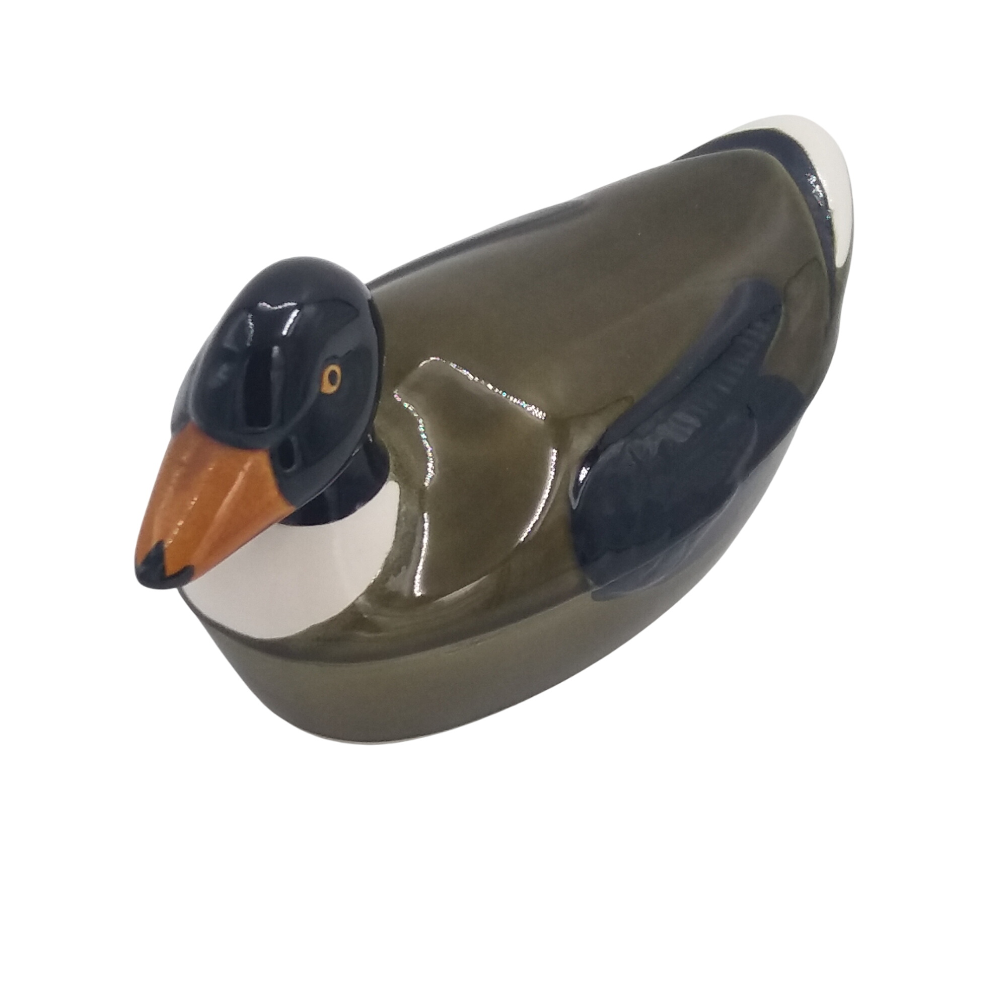 Terrine canard en faïence. Michel Caugant signé dessous. Tricolore, vert, noir et blanc. Très bon état - 29,00 € Terrine canard en faïence. Michel Caugant signé dessous. Tricolore, vert, noir et blanc. Très bon état reconditionné disponible sur Label Emmaüs