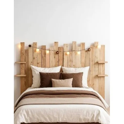 Tête de lit bois de palette brut avec étagères Bon état reconditionné disponible sur Rakuten