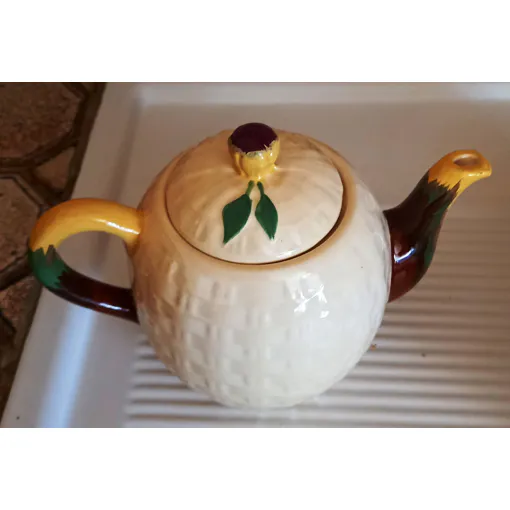 Théière Céramique ,Aspect Tressé ,Jaune Paille - Rétro Vintage - 1 Litre occasion reconditionné disponible sur Rakuten