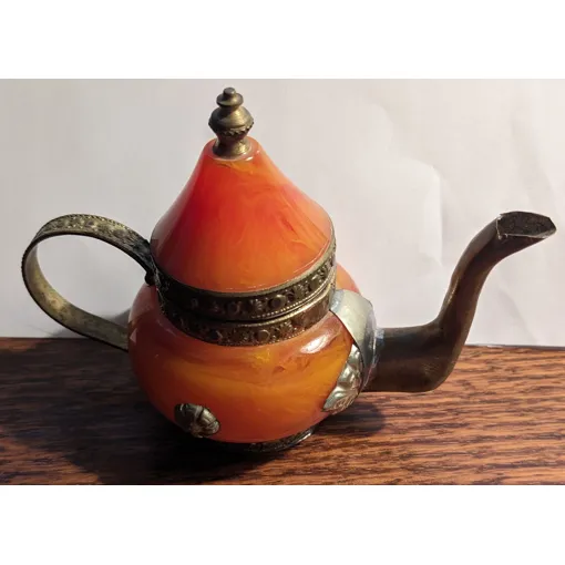 Théière Miniature Jade Orange Et Métal Bon état reconditionné disponible sur Rakuten