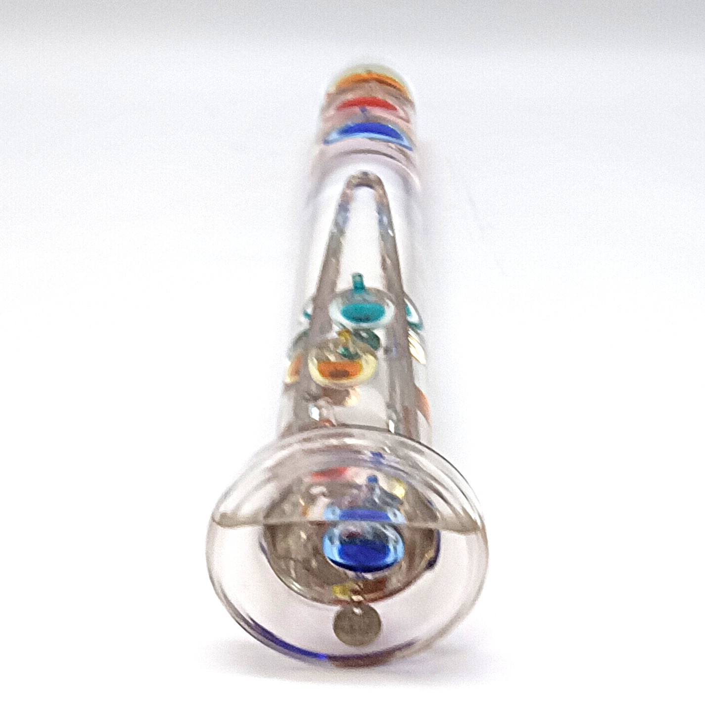 Voir photo 4 de Thermomètre de Galilée en verre à flotteurs colorés, hauteur 32 cm Thermomètre de Galilée en verre à flotteurs colorés, hauteur 32 cm reconditionné photo 4