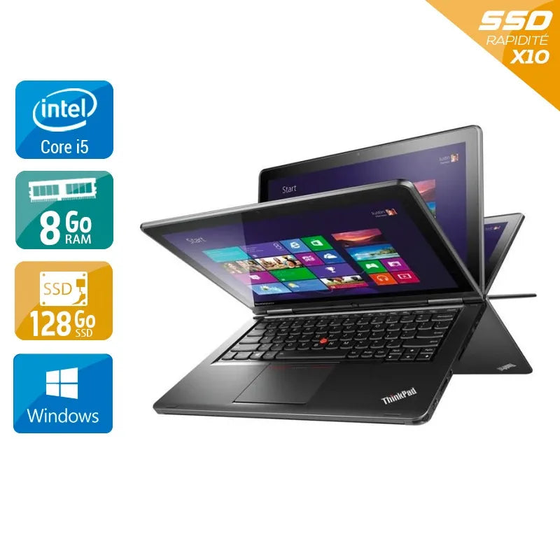 Thinkpad S1 Yoga 12,5" 2014 - Intel Core i7 2Ghz - 2 - 8Go DDR3 - 128Go SSD - Intel HD Graphics 4400 - Gris / Noir - Windows 10 - AZERTY Reconditionné - 156,45 € Thinkpad S1 Yoga 12,5" 2014 - Intel Core i7 2Ghz - 2 - 8Go DDR3 - 128Go SSD - Intel HD Graphics 4400 - Gris / Noir - Windows 10 - AZERTY Reconditionné Lenovo reconditionné disponible sur QuelBonPlan