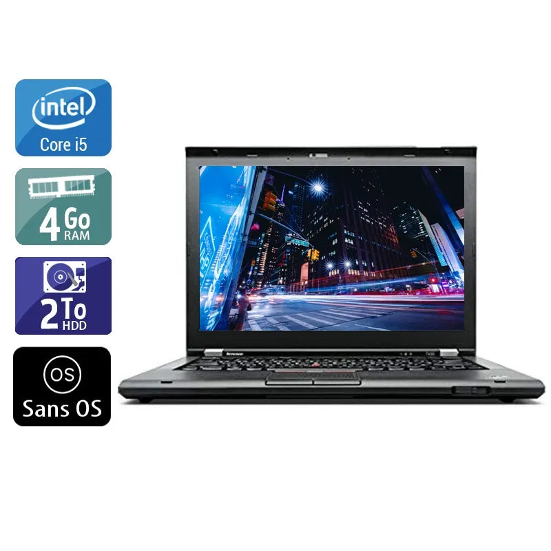 ThinkPad T430 14,1" 2012 - Intel Core i5 2,6Ghz - 2 - 4Go DDR4 - 2To HDD - Intel HD Graphics 4000 - Gris / Noir - Sans OS - AZERTY Reconditionné - 334,95 € ThinkPad T430 14,1" 2012 - Intel Core i5 2,6Ghz - 2 - 4Go DDR4 - 2To HDD - Intel HD Graphics 4000 - Gris / Noir - Sans OS - AZERTY Reconditionné Lenovo reconditionné disponible sur QuelBonPlan