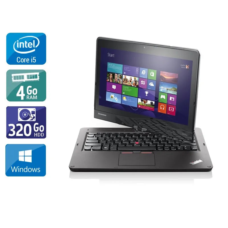 Thinkpad Twist 12,5" 2012 - Intel Core i5 1,8Ghz - 2 - 4Go DDR4 - 320Go HDD - Intel HD Graphics 4000 - Gris / Noir - Windows 10 - AZERTY Reconditionné - 156,45 € Thinkpad Twist 12,5" 2012 - Intel Core i5 1,8Ghz - 2 - 4Go DDR4 - 320Go HDD - Intel HD Graphics 4000 - Gris / Noir - Windows 10 - AZERTY Reconditionné Lenovo reconditionné disponible sur QuelBonPlan
