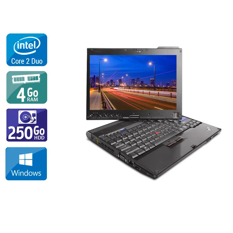 Thinkpad X200T 12" 2010 - Intel Core 2 Duo 1,8Ghz - 2 - 4Go DDR4 - 250Go HDD - Intel HD Graphics 4500 - Gris / Noir - Windows 10 - AZERTY Reconditionné Lenovo reconditionné disponible sur QuelBonPlan